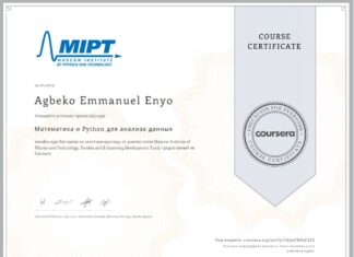 Python- Certificate, Mastering Data Analysis with Mathematics and Python